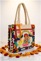 Orissa Pattachitra-Off-white-Canvas, Muslin, Polly Cotton-The Story Of Chandua Tote Bag